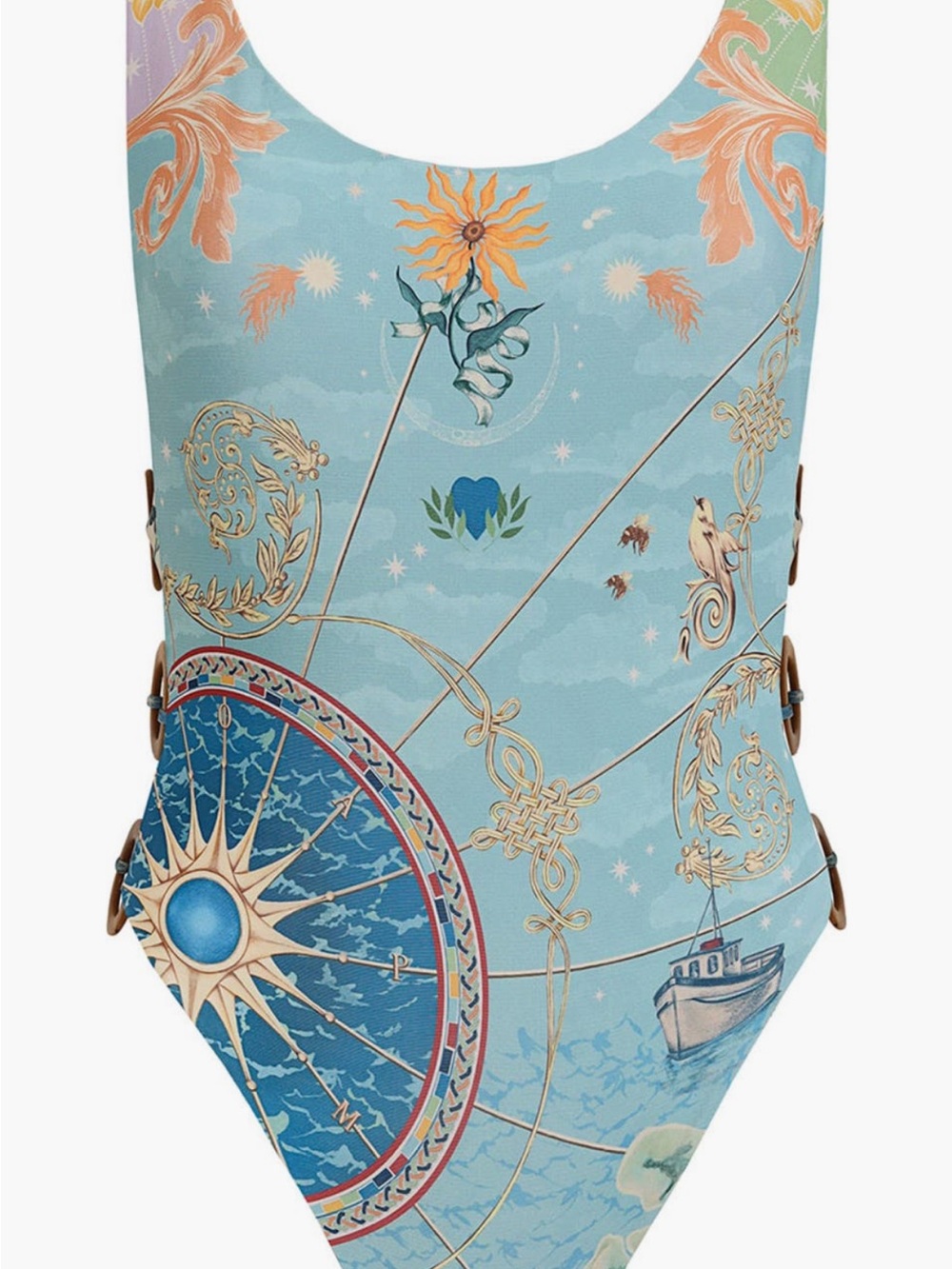 NWT Agua Bendita reversible One-Piece Swimsuit in Cream and Yellow sun print - Picture 5 of 12